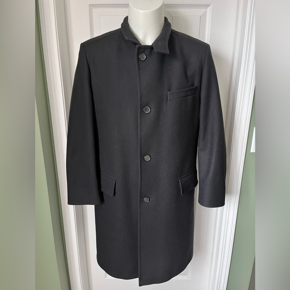 Mens Hugo Boss Premium Wool Pea Coat Top Coat Size 44R The Sintrax Black - Picture 5 of 15